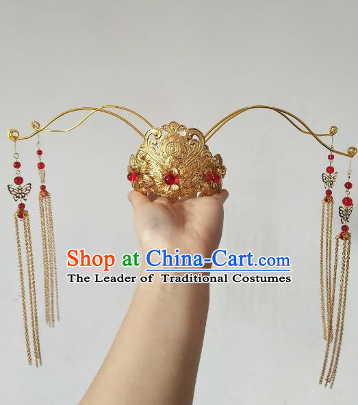China Ancient Hair Accessories Hanfu Princess Golden Phoenix Coronet Chinese Classical Hairpins for Women