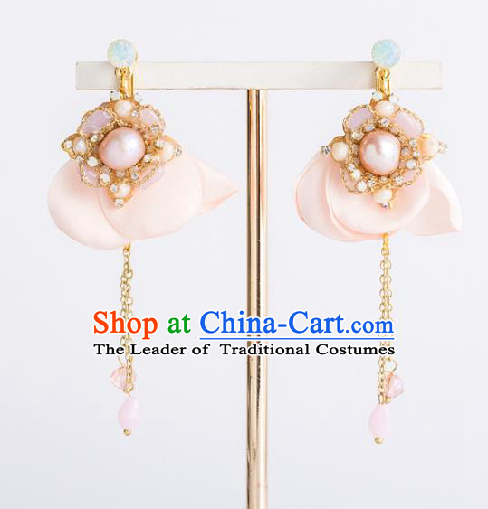 Bride Classical Accessories Pearls Earrings Wedding Pink Eardrop for Women