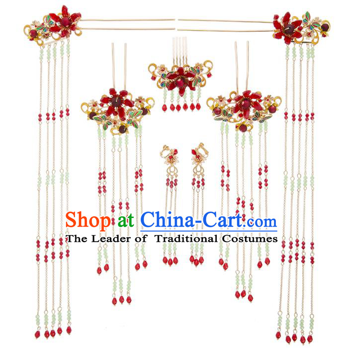 Chinese Traditional Wedding Hair Accessories Ancient Bride Step Shake Phoenix Coronet Hairpins Headwear for Women