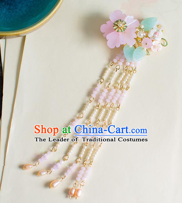 Chinese Traditional Palace Hair Accessories Flowers Tassel Hair Claws Ancient Xiuhe Suit Hairpins for Women