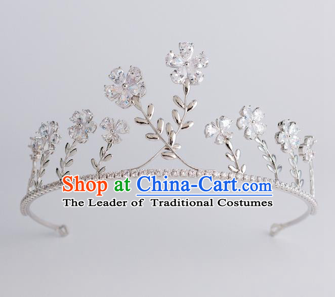 Baroque Princess Royal Crown Bride Classical Hair Accessories Wedding Zircon Flowers Imperial Crown for Women