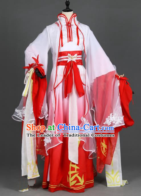 Chinese Ancient Princess Costume Cosplay Female Knight-errant Red Dress Hanfu Clothing for Women