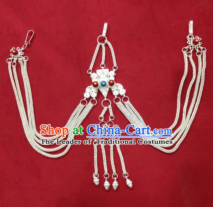 Chinese Traditional Zang Nationality Waist Accessories, China Tibetan Ethnic Cupronickel Waist Chain for Women