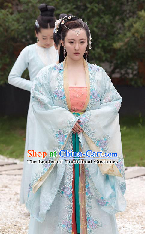 Chinese Ancient Northern and Southern Dynasties Princess Consort Hanfu Dress Embroidered Replica Costumes for Women