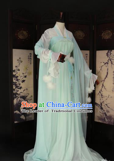 Chinese Ancient Princess Green Hanfu Dress Tang Dynasty Imperial Empress Embroidered Costume for Women