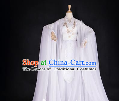 Chinese Ancient Cosplay Princess White Hanfu Dress Han Dynasty Palace Lady Embroidered Costume for Women