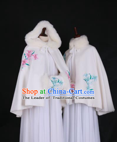 Chinese Ancient Princess Embroidered Orchid Costume Han Dynasty Palace Lady Hanfu Cloak for Women