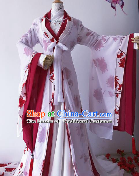 Chinese Ancient Princess Costume Cosplay Empress Clothing Han Dynasty Queen Embroidered Hanfu Dress for Women