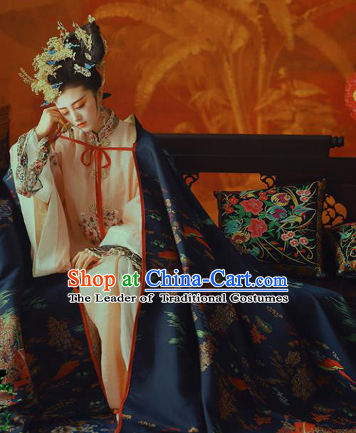 Chinese Ancient Palace Lady Hanfu Dress Traditional Qing Dynasty Manchu Imperial Concubine Embroidered Costume and Headdress for Women