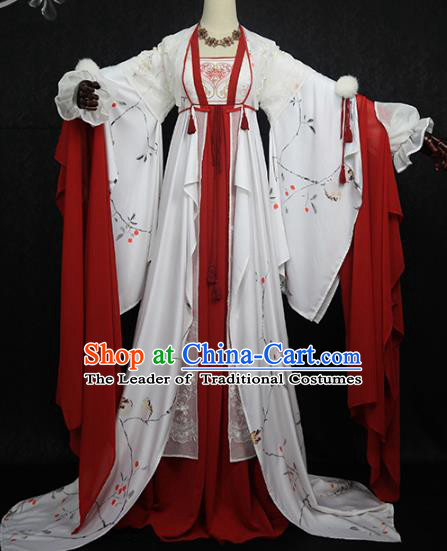 Chinese Ancient Cosplay Princess Costume Tang Dynasty Court Lady Embroidered Hanfu Dress for Women