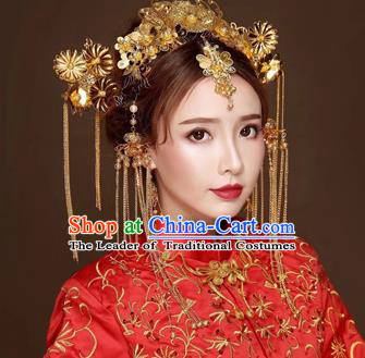 Chinese Traditional Handmade Bride Phoenix Coronet Wedding Hair Accessories Ancient Hairpins Complete Set for Women