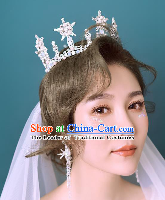 Baroque Style Hair Jewelry Accessories Bride Crystal Beads Royal Crown Princess Hair Clasp for Women