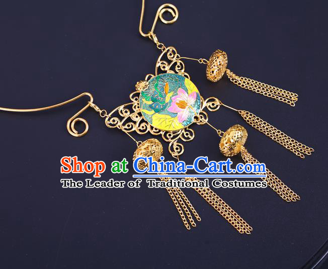 Traditional Chinese Jewelry Accessories Lotus Necklace Ancient Hanfu Tassel Necklet for Women
