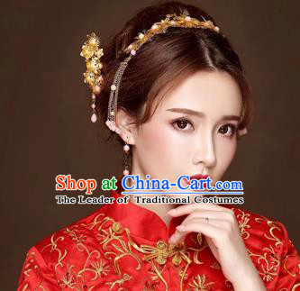 Chinese Traditional Handmade Bride Xiuhe Suit Hair Accessories Tassel Step Shake Ancient Hairpins Complete Set for Women