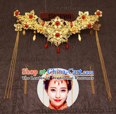 Chinese Traditional Hair Accessories Ancient Xiuhe Suit Hairpins Phoenix Coronet for Women
