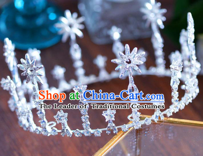 Handmade Baroque Hair Jewelry Accessories Crystal Round Royal Crown Princess Imperial Crown for Women