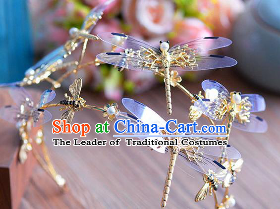 Top Grade Handmade Baroque Hair Accessories Bride Dragonfly Hair Clasp Royal Crown Headwear for Women
