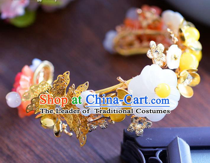 Top Grade Handmade Jewelry Accessories Chinese Ancient Bride Butterfly Flowers Bracelet Hanfu Bangle for Women