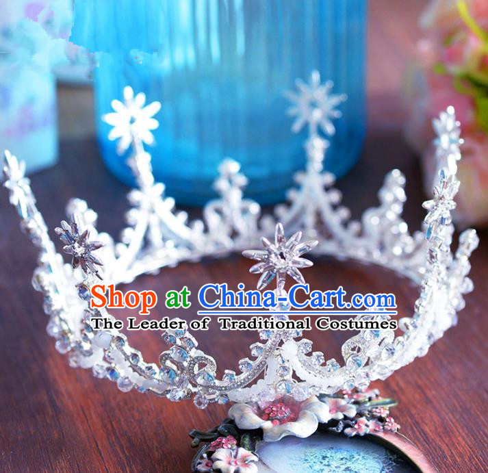 Handmade Hair Jewelry Accessories Baroque Royal Crown Bride Crystal Round Imperial Crown for Women