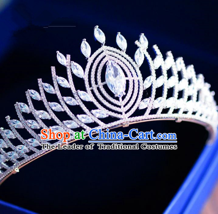 Top Grade Handmade Baroque Hair Accessories Bride Luxurious Zircon Royal Crown Headwear for Women