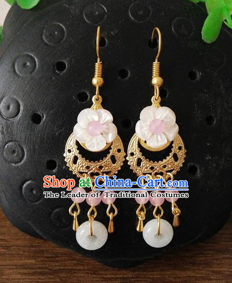 Top Grade Chinese Handmade Accessories Hanfu Eardrop Shell Earrings for Women