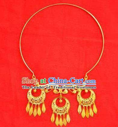 Chinese Ancient Handmade Wedding Necklet Jewelry Accessories Golden Necklace for Women