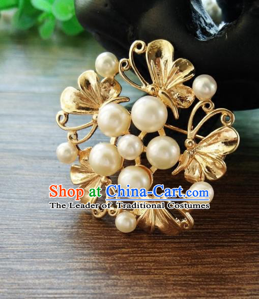 Chinese Ancient Handmade Brooch Jewelry Accessories Golden Breastpin for Women