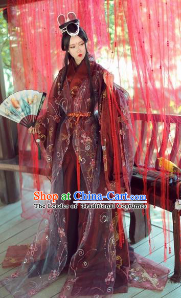 Chinese Ancient Cosplay Nobility Lady Embroidered Costume Jin Dynasty Swordswoman Hanfu Dress for Women