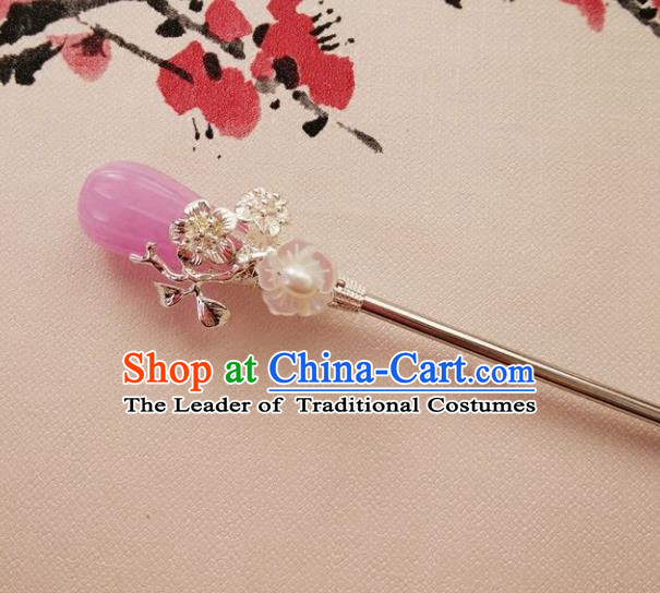 Chinese Ancient Hair Accessories Hanfu Hairpins Handmade Lilac Jade Hair Clip for Women