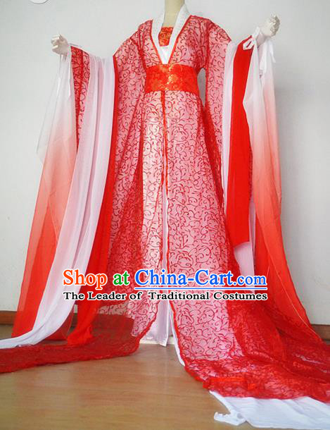 Chinese Ancient Cosplay Queen Costume Traditional Tang Dynasty Palace Lady Red Hanfu Dress for Women