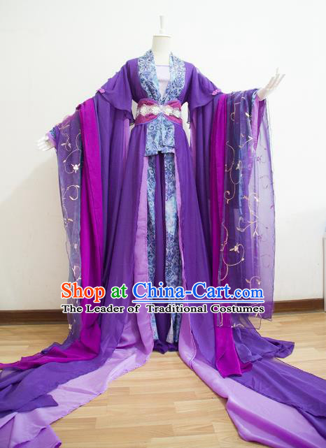 Chinese Ancient Cosplay Empress Purple Hanfu Dress Traditional Tang Dynasty Queen Embroidered Costume for Women