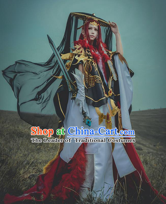 Chinese Ancient General Warrior Costume Cosplay Swordsman Clothing for Men