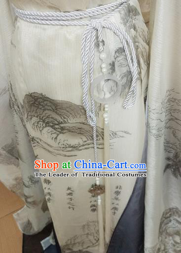 Chinese Ancient Handmade Jade Ring Waist Accessories Hanfu Waist Pendant Strap Waistband for Men for Women