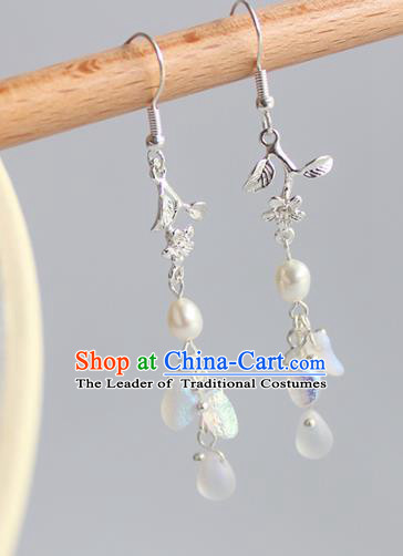 Chinese Ancient Handmade Earrings Accessories Hanfu Pearls Tassel Eardrop for Women
