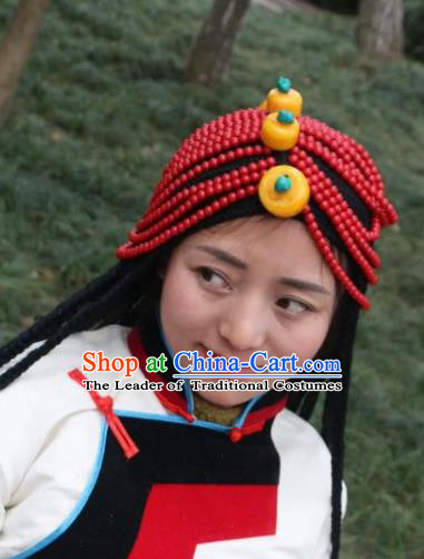 Chinese Zang Nationality Handmade Hair Accessories Tibetan Minority Beads Headwear for Women