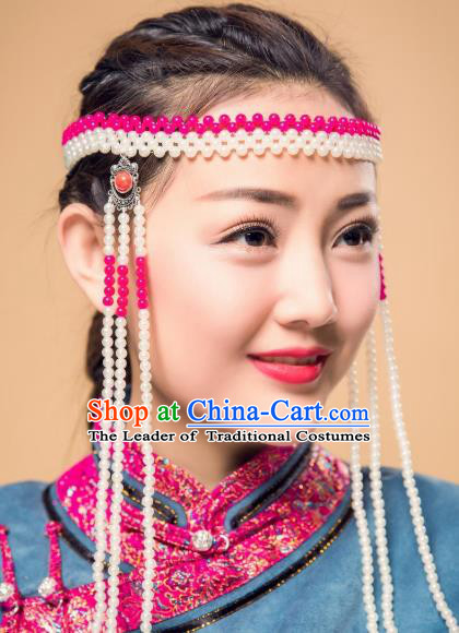 Chinese Traditional Ethnic Tassel Hair Accessories, Mongolian Minority Folk Dance Headwear for Women
