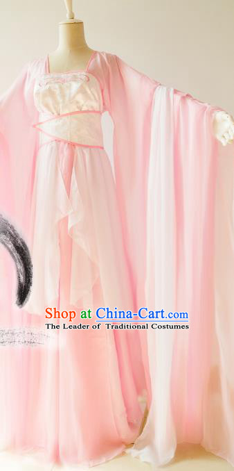 Chinese Traditional Tang Dynasty Princess Pink Hanfu Dress Ancient Fairy Clothing for Women