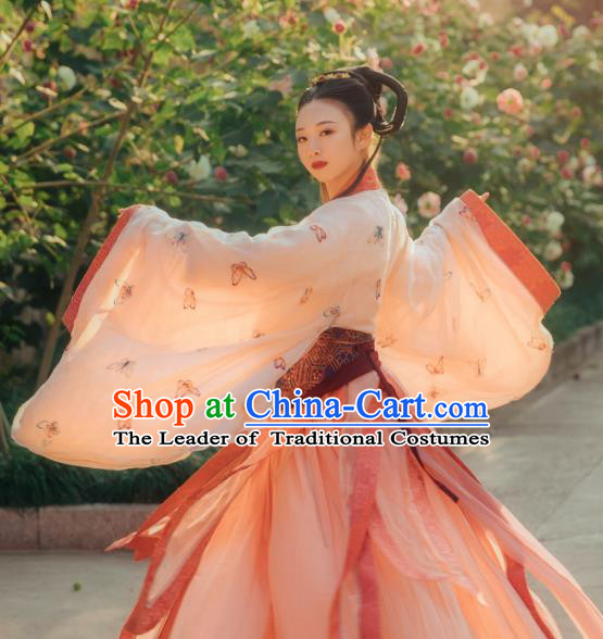 Chinese Ancient Palace Bayadere Costumes Traditional Han Dynasty Imperial Consort Embroidered Hanfu Dress for Women