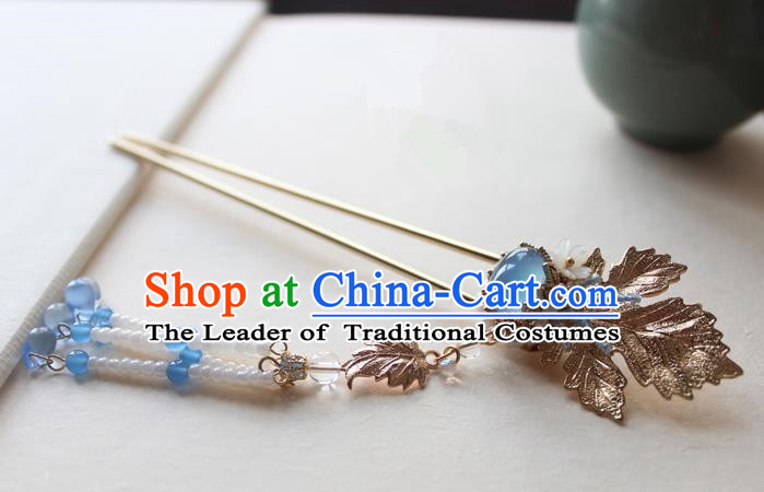 Chinese Ancient Handmade Phoenix Tree Leaf Hair Clip Hair Accessories Hanfu Hairpins for Women