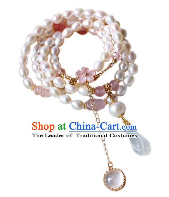 Chinese Ancient Handmade Classical Conophytum Pucillum Accessories Hanfu Necklace for Women