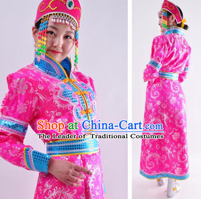 Traditional Chinese Mongol Nationality Dancing Costume Mongols Female Folk Dance Headwear Mongolian Minority Embroidery Costume