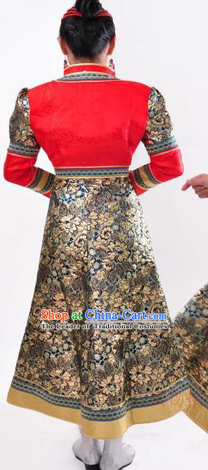 Traditional Chinese Mongol Nationality Dancing Costume Mongols Female Folk Dance Headwear Mongolian Minority Embroidery Costume