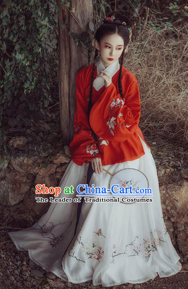 Chinese Ancient Nobility Lady Clothing Traditional Ming Dynasty Princess Embroidered Hanfu Dress for Women