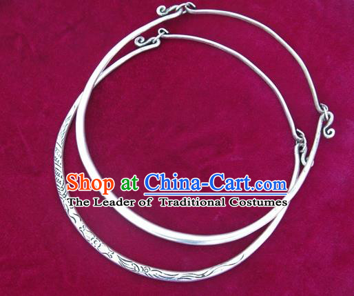 Chinese Miao Sliver Ornaments Carving Necklace Traditional Hmong Handmade Necklet for Women