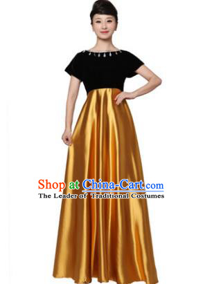 Professional Chorus Singing Group Stage Performance Costume, Compere Modern Dance Golden Dress for Women