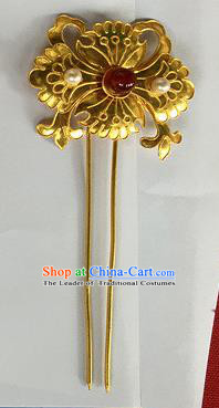 Chinese Traditional Miao Nationality Flower Hair Clip Hair Accessories Golden Hairpins Headwear for Women