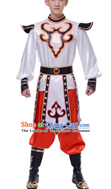 Traditional Chinese Mongols Nationality Clothing, China Mongolian Minority Swan Goose Dance Ethnic Costume for Men