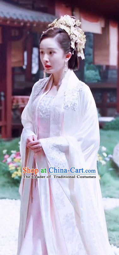 Chinese Ancient Empress Consort Embroidered Hanfu Dress Han Dynasty Palace Queen Historical Costume and Headpiece Complete Set