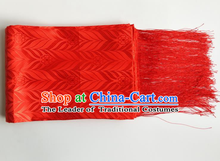 Traditional Chinese Zang Nationality Red Brocade Belts, China Tibetan Robe Waistband