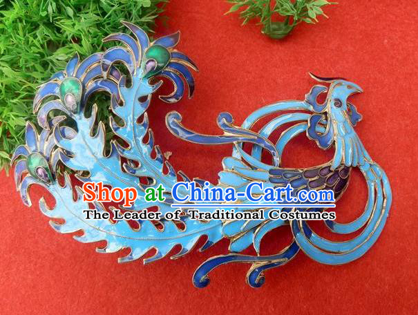 Chinese Traditional Miao Nationality Blueing Phoenix Hairpins Hair Accessories for Women